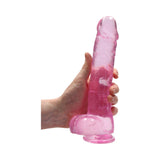 RealRock Crystal Clear Realistic 9 inch Dildo With Balls and Suction Cup Pink