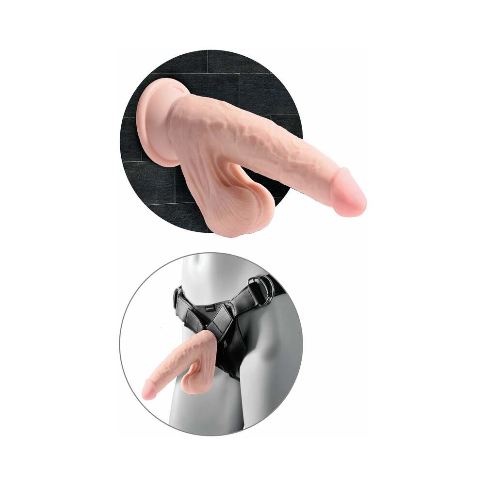 King Cock Plus 7 inches Triple-Density Cock With Swinging Balls Dildo Beige