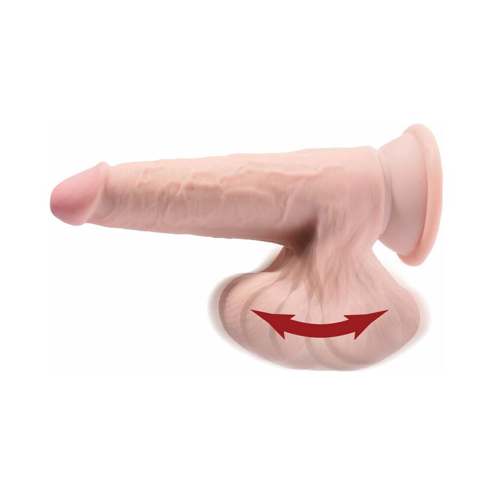 King Cock Plus 9 inches Triple-Density Cock With Swinging Balls Dildo Beige