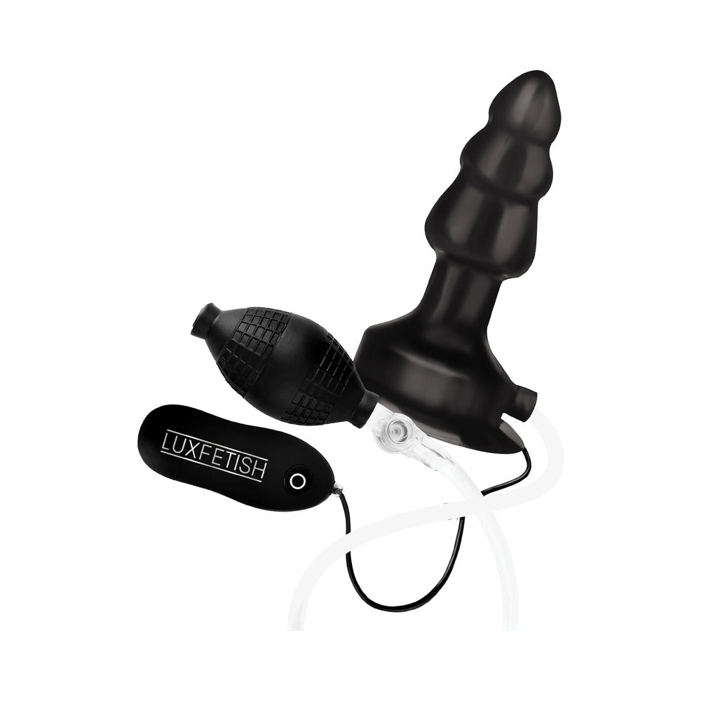 Lux Fetish 4 in. Inflatable Vibrating Butt Plug with Suction Base Remote-Controlled
