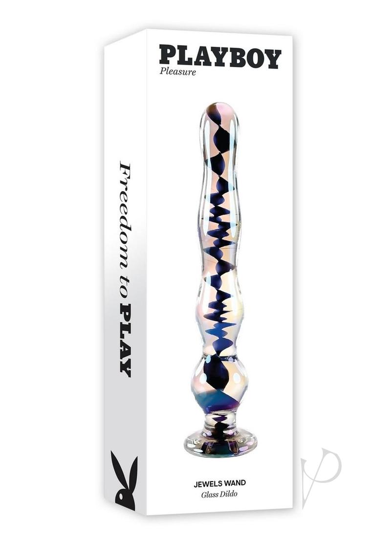 Playboy Jewels Wand Glass Probe Clear Black packaging showcasing elegant design and features.