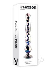 Playboy Jewels Wand Glass Probe Clear Black packaging showcasing elegant design and features.