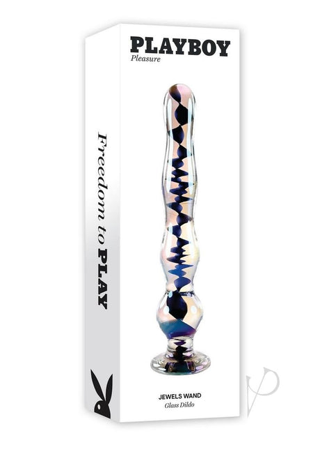 Playboy Jewels Wand Glass Probe Clear Black packaging showcasing elegant design and features.