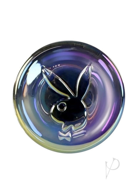 Playboy Jewels Wand Glass Probe Clear Black with iridescent glass featuring iconic Playboy logo.
