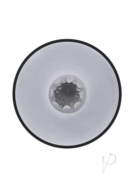 Playboy End Game Warming Stroker with UV Stand Black showcasing the textured inner sleeve design.