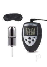 Lux Fetish Electro Shock Bullet Wired Remote Control Black with remote and eye mask for electric sensation play