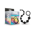 Blush Anal Adventures Platinum Silicone 10 Anal Beads Black packaging with product and logo displayed.