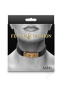 Fetish and Fashion Sadie Collar Black Gold packaging showcasing sleek design and gold hardware.