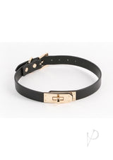 Fetish and Fashion Sadie Collar Black Gold, a sleek black band with gold-toned hardware, perfect for stylish statement and playful control.