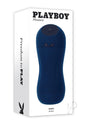 Playboy Gusto Rechargeable Silicone Masturbator Blue packaging and product design.