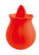 Clit-Tastic Erotic Clit Licker Clitoral Vibrator Red, rose-shaped with smooth base for sensual clitoral play.