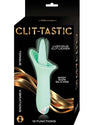 Clit-Tastic Luscious Clit Licker Clitoral Vibrator Aqua packaging showcasing the tongue-shaped stimulator and features.