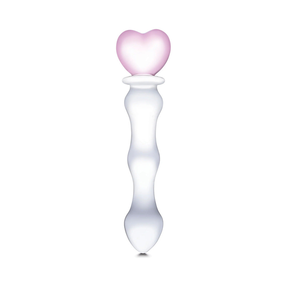 Glas 8 inches Sweetheart Glass Dildo with Pink Heart-Shaped Handle