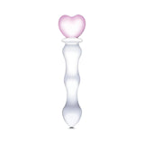 Glas 8 inches Sweetheart Glass Dildo with Pink Heart-Shaped Handle