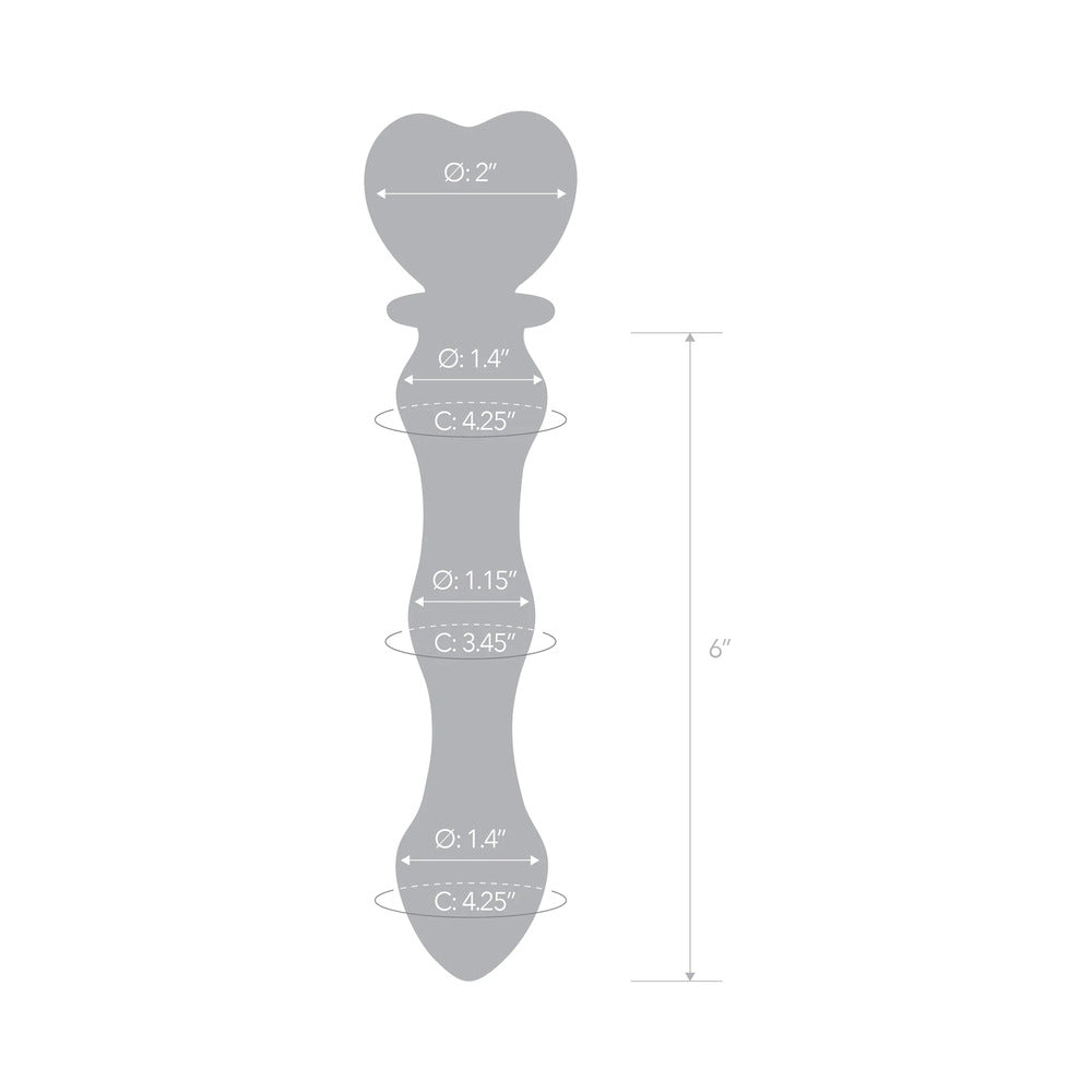 Glas 8 inches Sweetheart Glass Dildo with Pink Heart-Shaped Handle