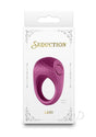 Seduction Levi Rechargeable Silicone Cock Ring Red packaging featuring sleek design and power button.