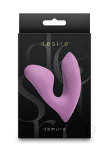 Desire Demure Wearable Dual Motor Vibrator Lavender in sleek packaging for discreet pleasure.