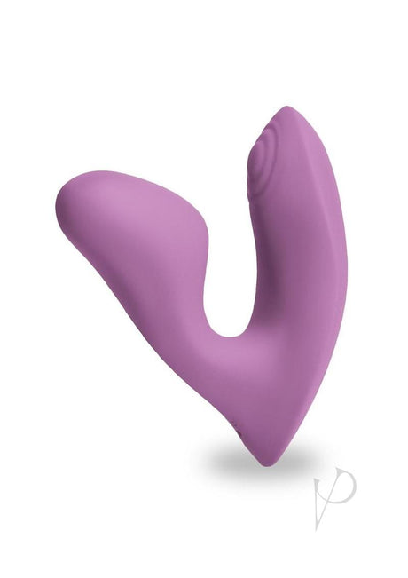 Desire Demure Wearable Dual Motor Vibrator Lavender, discreet design for hands-free pleasure and stimulation.