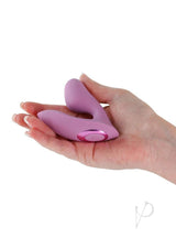 Desire Demure Wearable Dual Motor Vibrator Lavender held in a hand, showcasing its discreet design and features.