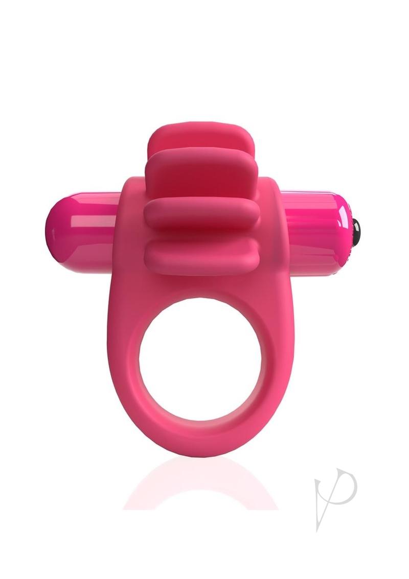 4B Skooch Vibrating Cock Ring Strawberry in vibrant pink, featuring fin-like extensions and 6 vibration functions.