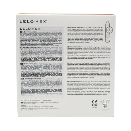 LELO HEX Original Lubricated Latex Condoms 12-Pack LELO HEX Original Lubricated Latex Condoms 12-Pack