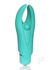 4T Demon Silicone Mini Clitoral Stimulating Vibrator Kiwi in aqua blue with flexible horns and a pleasure bead.