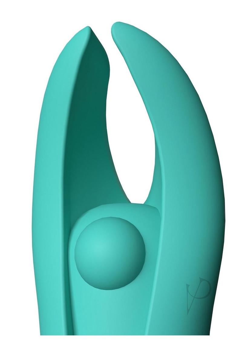 4T Demon Silicone Mini Clitoral Stimulating Vibrator Kiwi showing its unique design and texture for intense stimulation.