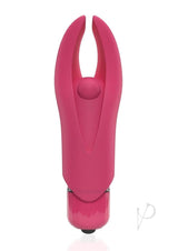 4T Demon Silicone Mini Clitoral Vibrator Strawberry in bright pink color with flexible horns for intense sensations.
