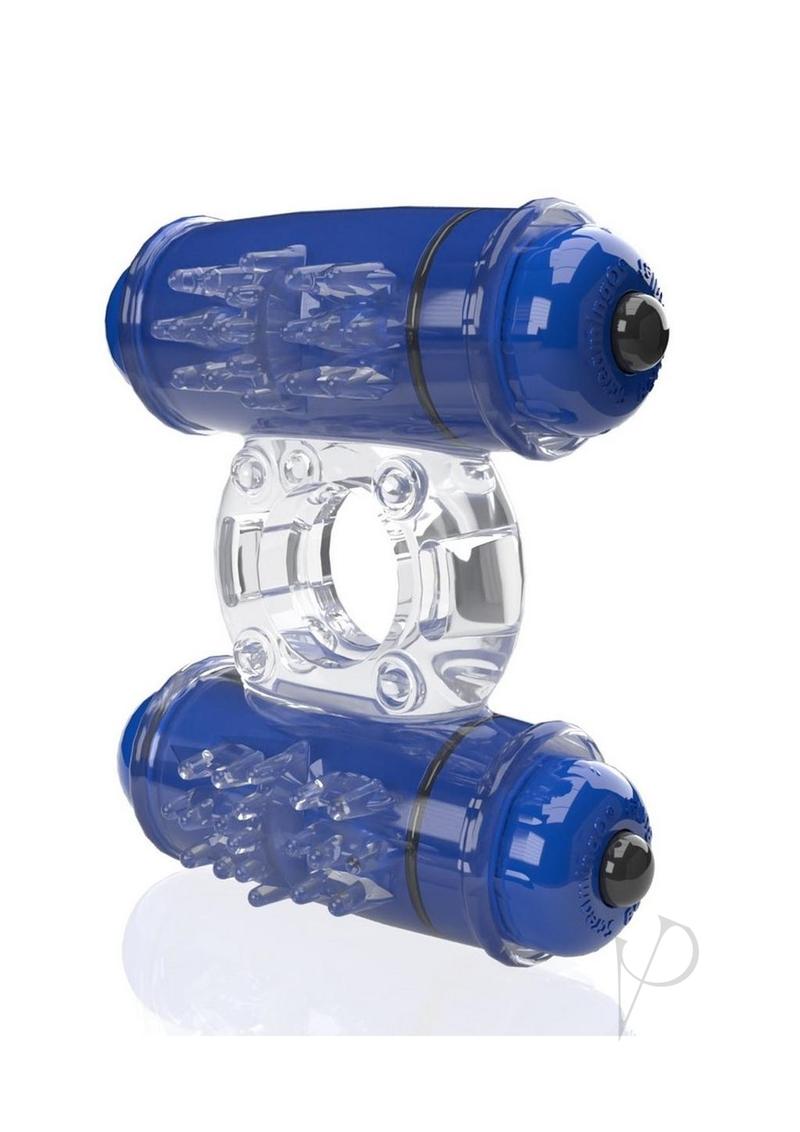 4T Double Wammy Dual Vibrating Couples Cock Ring Blueberry, featuring dual motors for shared pleasure and stimulation.
