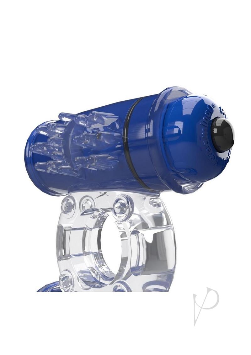 4T Double Wammy Dual Vibrating Couples Cock Ring Blueberry with dual motors for enhanced stimulation.