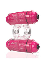 4T Double Wammy Dual Vibrating Couples Cock Ring Strawberry in vibrant pink for double pleasure.