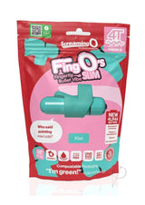 Screaming O 4T FingO Slim Finger Vibrator Kiwi packaging showcasing a compact bullet vibe in vibrant green color.