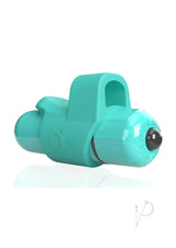 Screaming O 4T FingO Slim Finger Vibrator Kiwi in teal color showcasing its compact design and functionality.