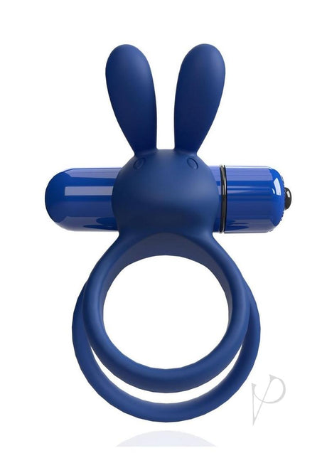 4T Ohare XL Silicone Rabbit Vibrating Cock Ring Blueberry for enhanced pleasure with rabbit ears and silicone comfort.
