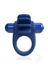 4T Skooch Vibrating Cock Ring Clitoral Stimulator Blueberry in a sleek blue design with textured extensions.