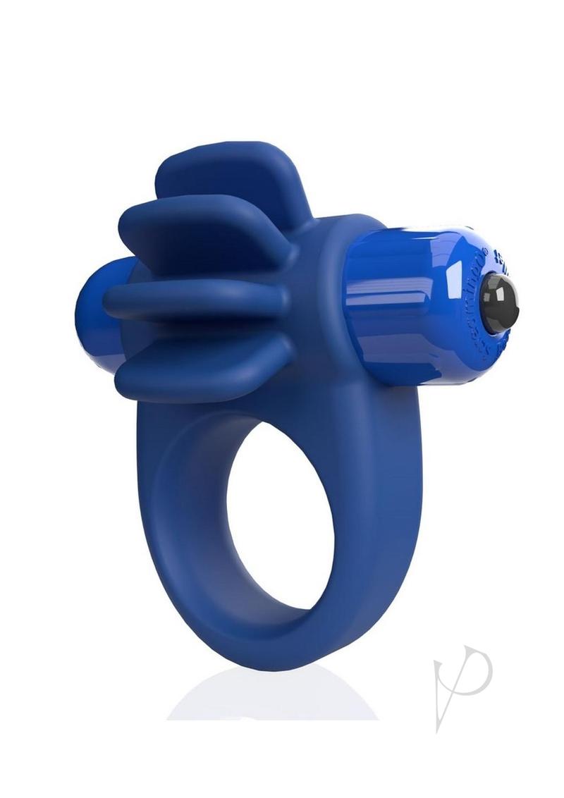 4T Skooch Vibrating Cock Ring Clitoral Stimulator Blueberry - blue silicone design with clitoral stimulating extensions.
