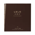 LELO HEX Respect XL Lubricated Latex Condoms 36-Pack packaging showing innovative design and branding.