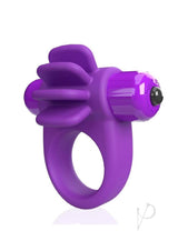 4T Skooch Vibrating Cock Ring with Clitoral Stimulator Grape in purple silicone with fin-like extensions.