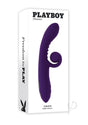 Playboy Curlicue Silicone Rabbit Vibrator Purple on packaging showcasing innovative design and vibrant color.