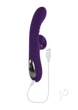Playboy Curlicue Silicone Rabbit Vibrator Purple with a USB charging cable.