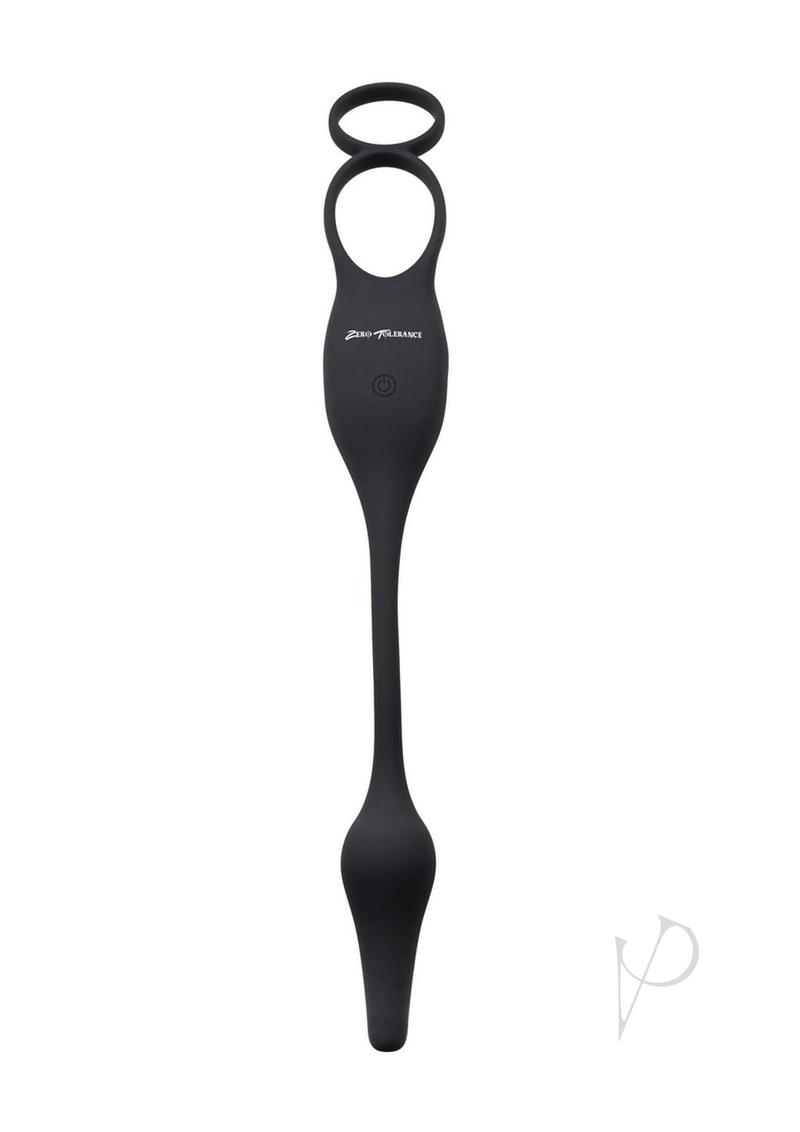 Zero Tolerance Plug and Tug Cock Ring Butt Plug Gray with vibrating features for enhanced stimulation.