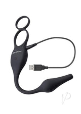 Zero Tolerance Plug and Tug Cock Ring Butt Plug Gray featuring a USB charging port and ergonomic design.
