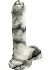 Rock Cocks Pegasus Silicone Dildo 6 Inch White/Black with a textured stone-like design.