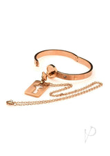 Master Series Locking Bracelet and Key Necklace Rose Gold, an elegant heart-shaped cuff with key necklace.
