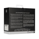 Ouch! 3-Piece Silicone Rippled Anal Plug Set Black