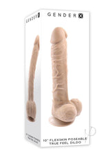 Gender X Flexskin Poseable True Feel Dildo 10 Inch Vanilla, showcasing its lifelike design and dual-layered flexibility.