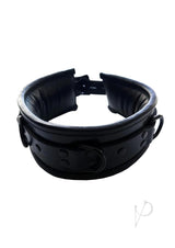 Rouge Padded Leather Collar Black with padded interior and sleek black hardware for luxury restraint.