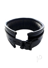 Rouge Padded Leather Collar Black, luxury restraint piece with padded interior and sleek black hardware.
