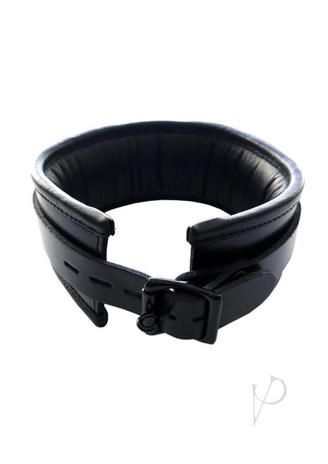 Rouge Padded Leather Collar Black, luxury restraint piece with padded interior and sleek black hardware.