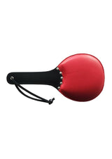 Rouge Padded Leather Ping Pong Paddle Red Black featuring a playful design with a striking red surface and black handle.
